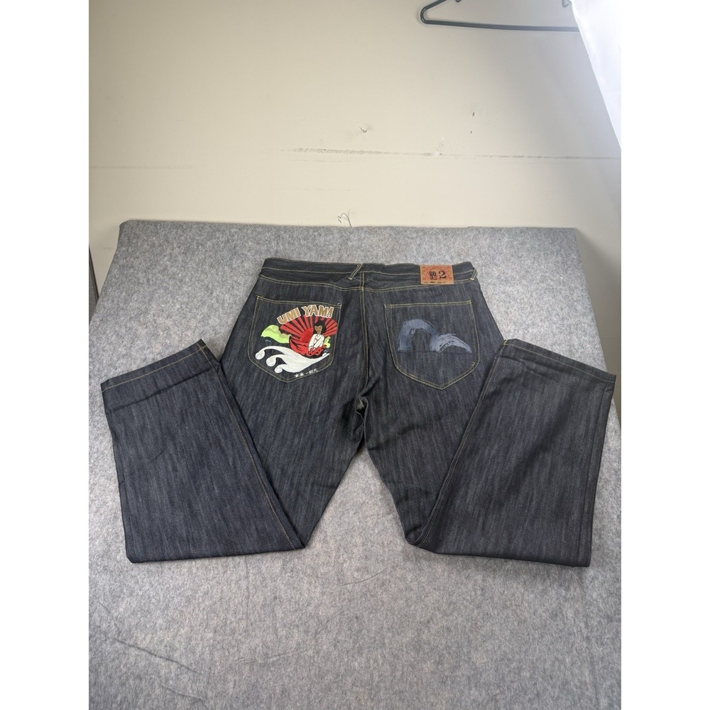Evisu Painted Sky‎ UMI YamI Denim Jeans Embroidered RARE  Mens Size 42